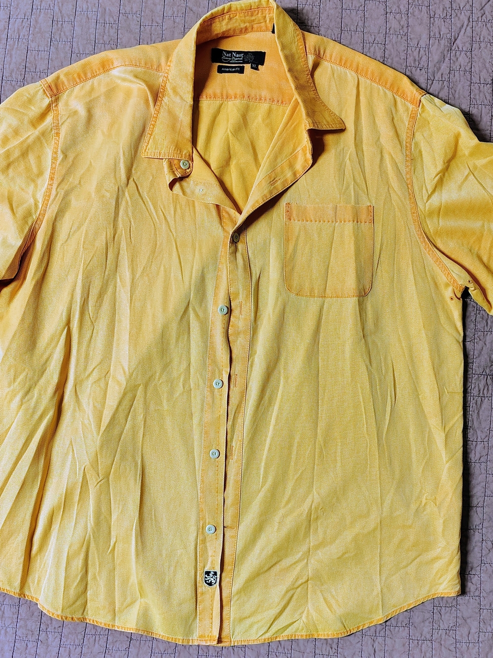 ​Nat Nast Men's Yellow Short Sleeve Button